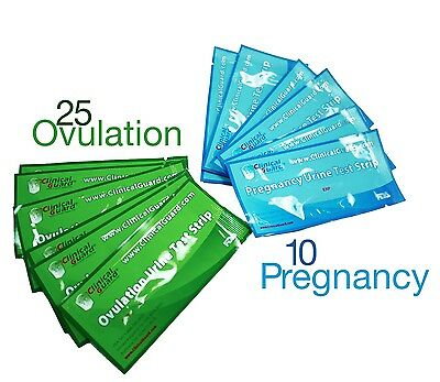 25 Ovulation Test Strips Lh + 10 Pregnancy Test Strips Hcg