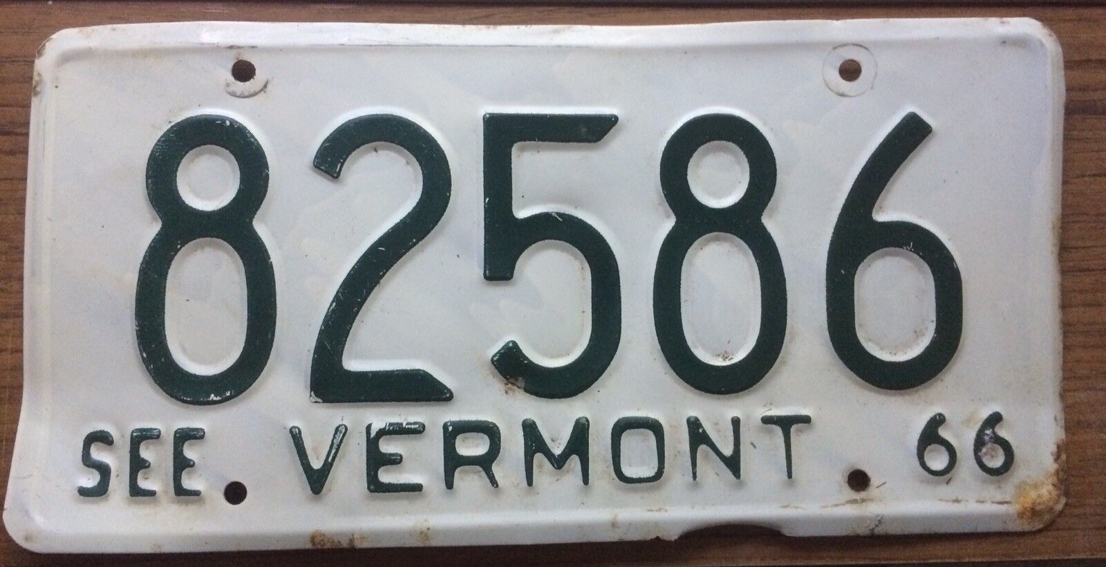 1966 White Vermont License Plate #82586