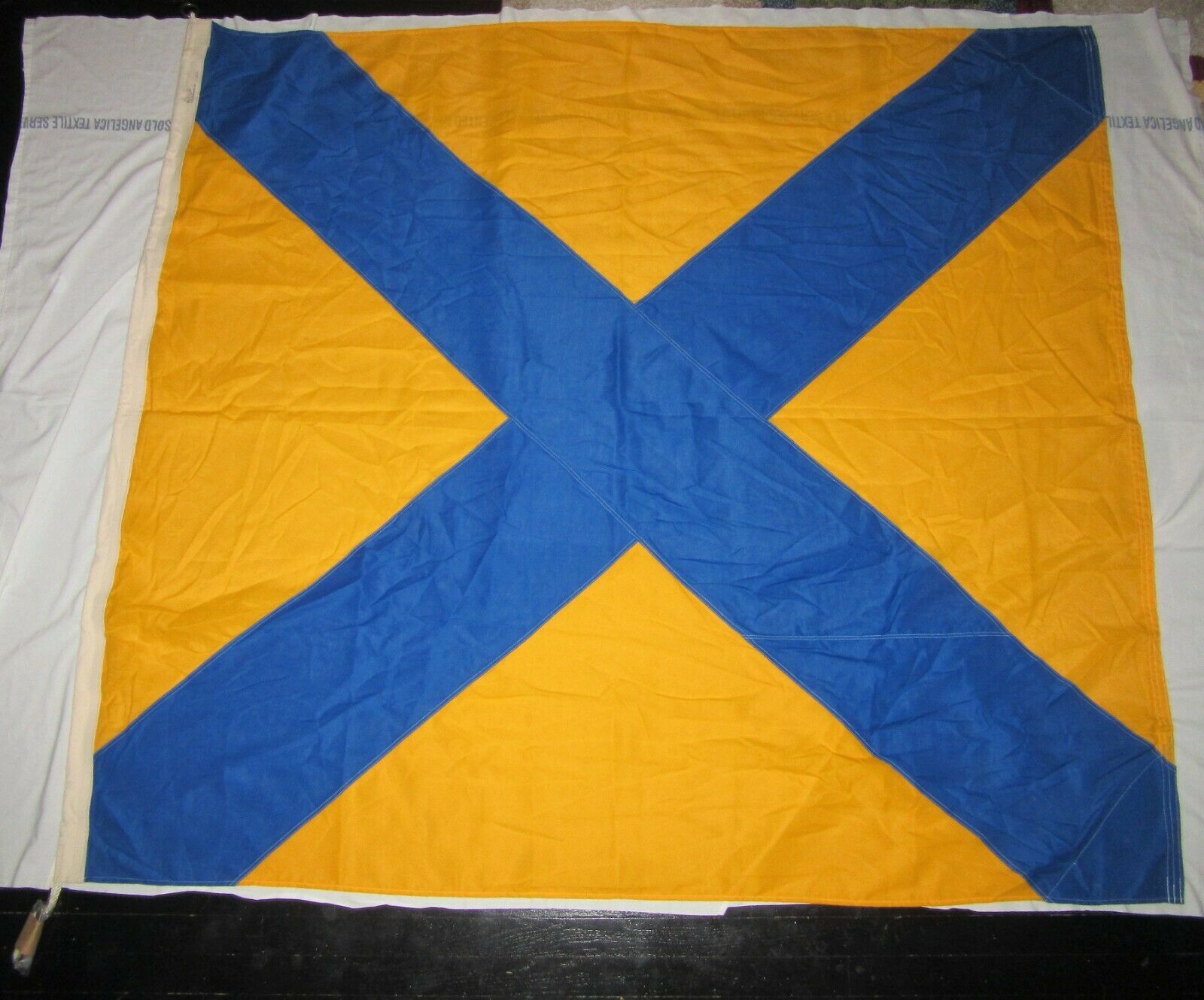 Us Navy Nato Maritime Signal Flag Numeral "5" Yellow Blue Cross New 5'9" X 5'6"