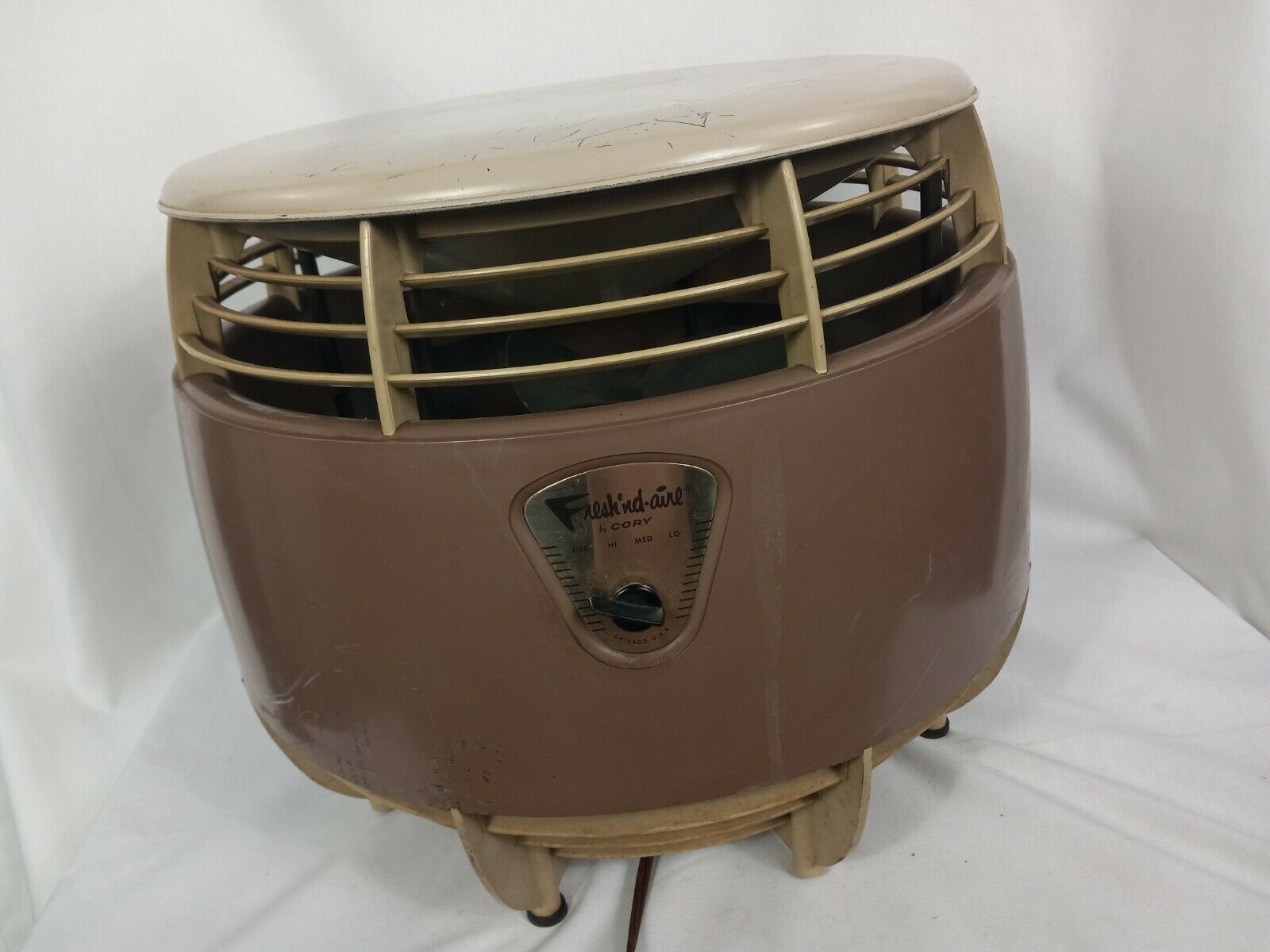 Vintage Fresh 'nd Aire By Cory 3-speed Hassock Floor Fan Round 360 Model F12-3b