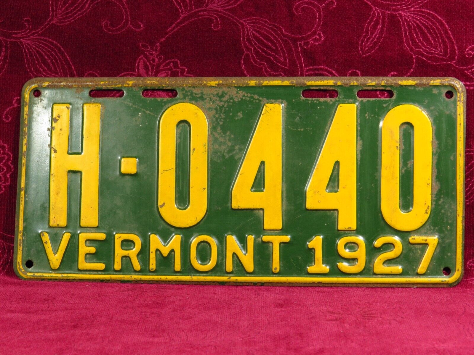 Vermont License Plate 1927  H-0440