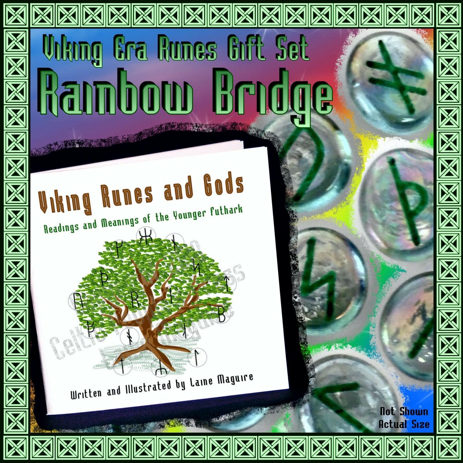 Rainbow Bridge Viking Runes & Gods Gift Set! Green Myth Norse Legend Odin Thor