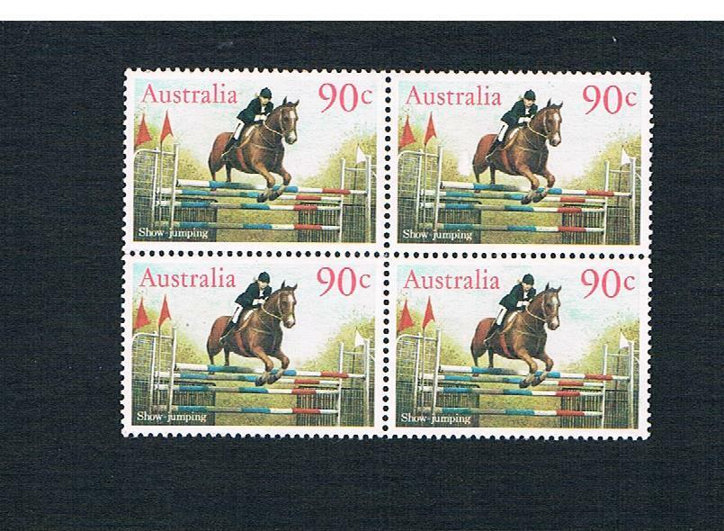 Australian Mint Block Of 4 Scott Catalogue # 986 Picturing Horse