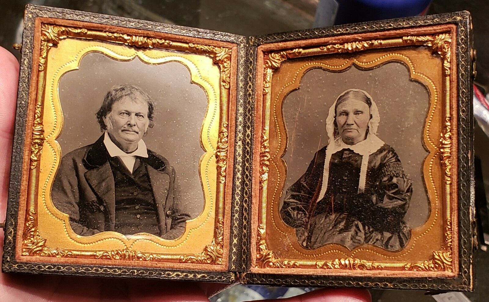 Double Sixth Plate Ambrotype In Full Case Id'd To A Deerfield Indiana Woman