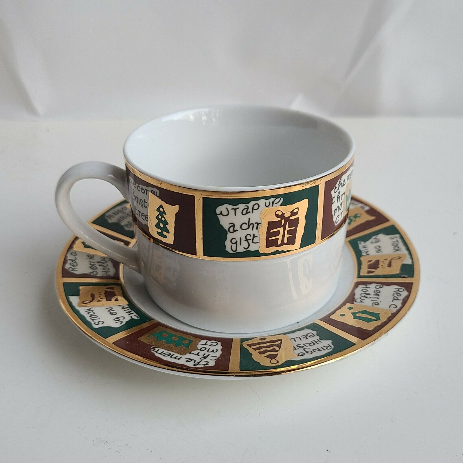 Pier 1 Yuletide Greetings Collage Of Christmas Cup And Saucer Euc