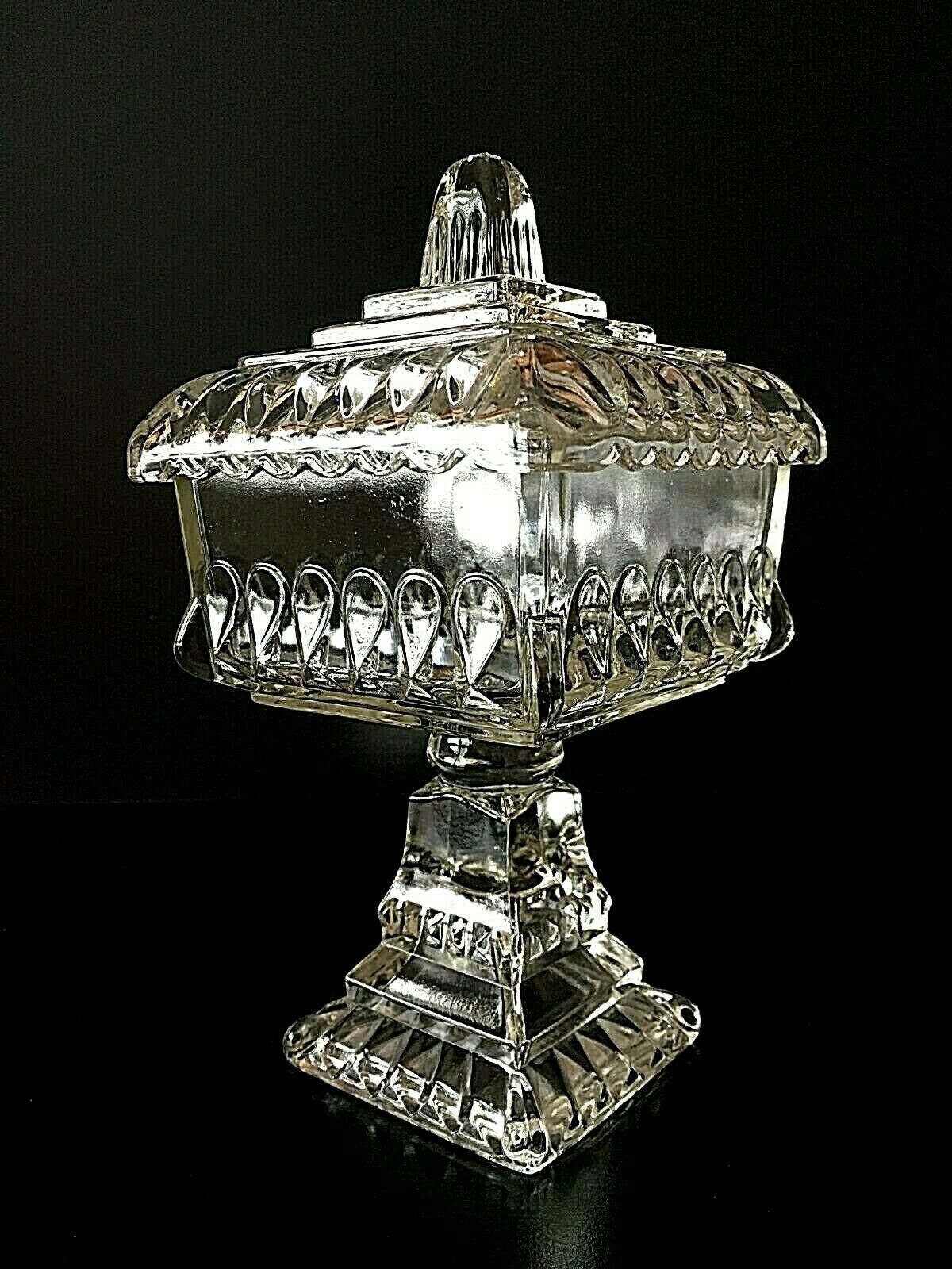 Vintage Jeanette Clear Glass Candy Dish 9 Inch