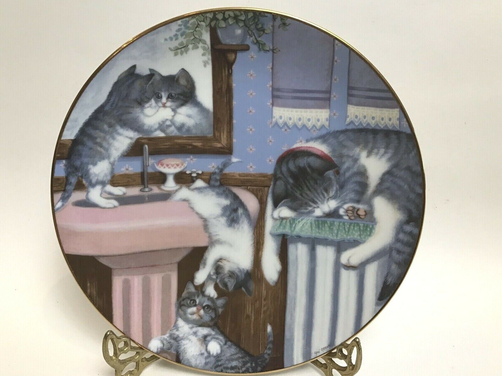 1988 Hamilton Country Kitties Mischief Makers By Gerardi Collectors Plate #4681n
