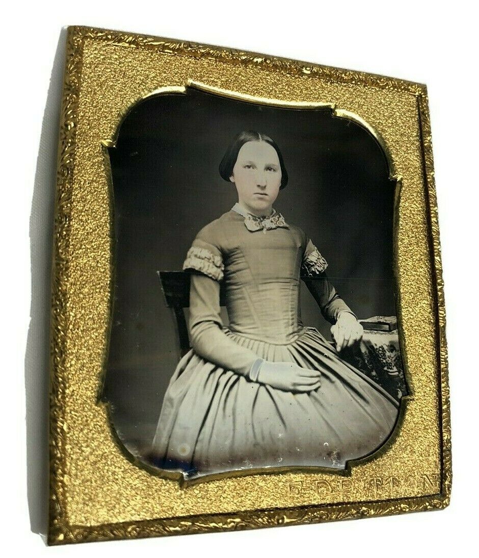 1/6 Daguerreotype Gorgeous Young Woman By Ritton Dated 1852