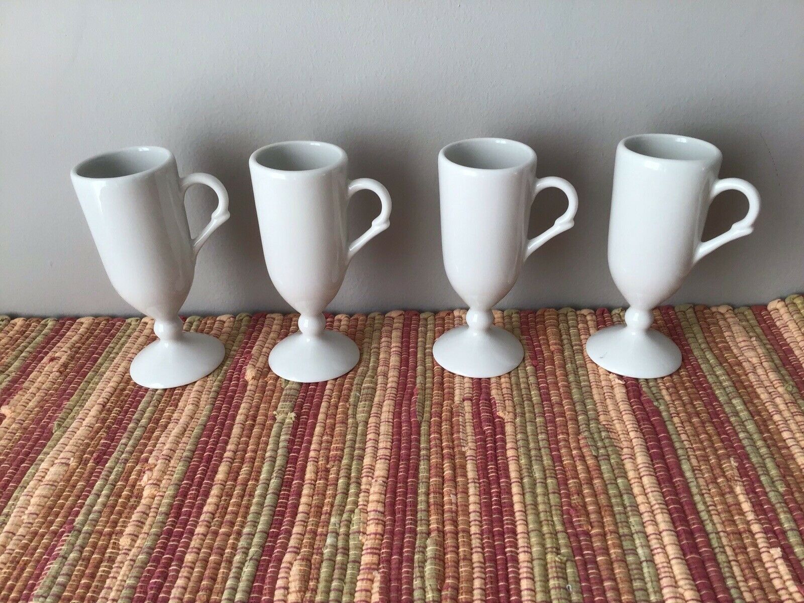 Vintage White Porcelain Footed Demitasse Espresso Cup Lot Of 4