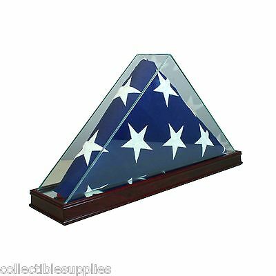 Real Glass Cherry Wood 5 X 9.5 Flag Display Case Burial Funeral Military Veteran