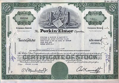 Perkin-elmer Corporation Stock Certificate New York