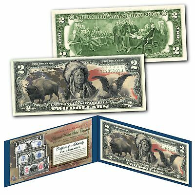 Americana Images Of Historical U.s. Currency $2 Bill * Bison - Indian - Eagle *