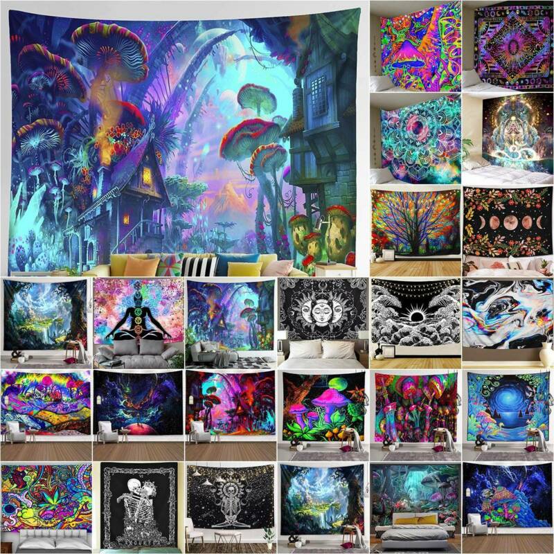 Hippie Trippy Psychedelic Tapestry Wall Hanging Blanket Living Room Art Decor
