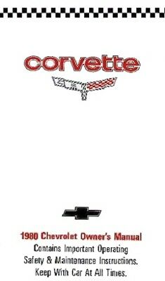 Corvette 1980 Owner's Manual 80 Vette