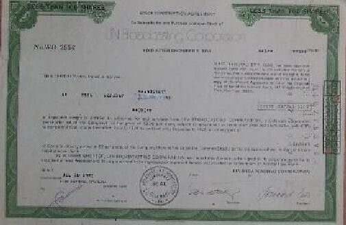 1975 Lin Broadcasting Corp Stock Certificate - Old Rare Vintage Scripophilly