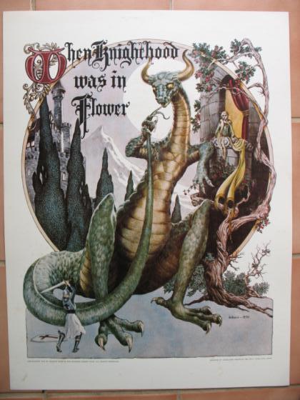 Dragon Fantasy Poster George Barr When Knighthood Was In Flower 17x22 1974 Mint-