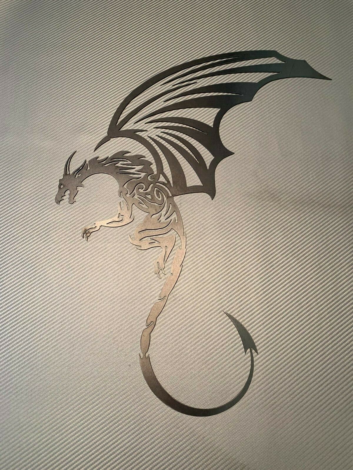 Medieval Tribal Dragon Metal Wall Art Decor Fantasy Plasma Cut Out